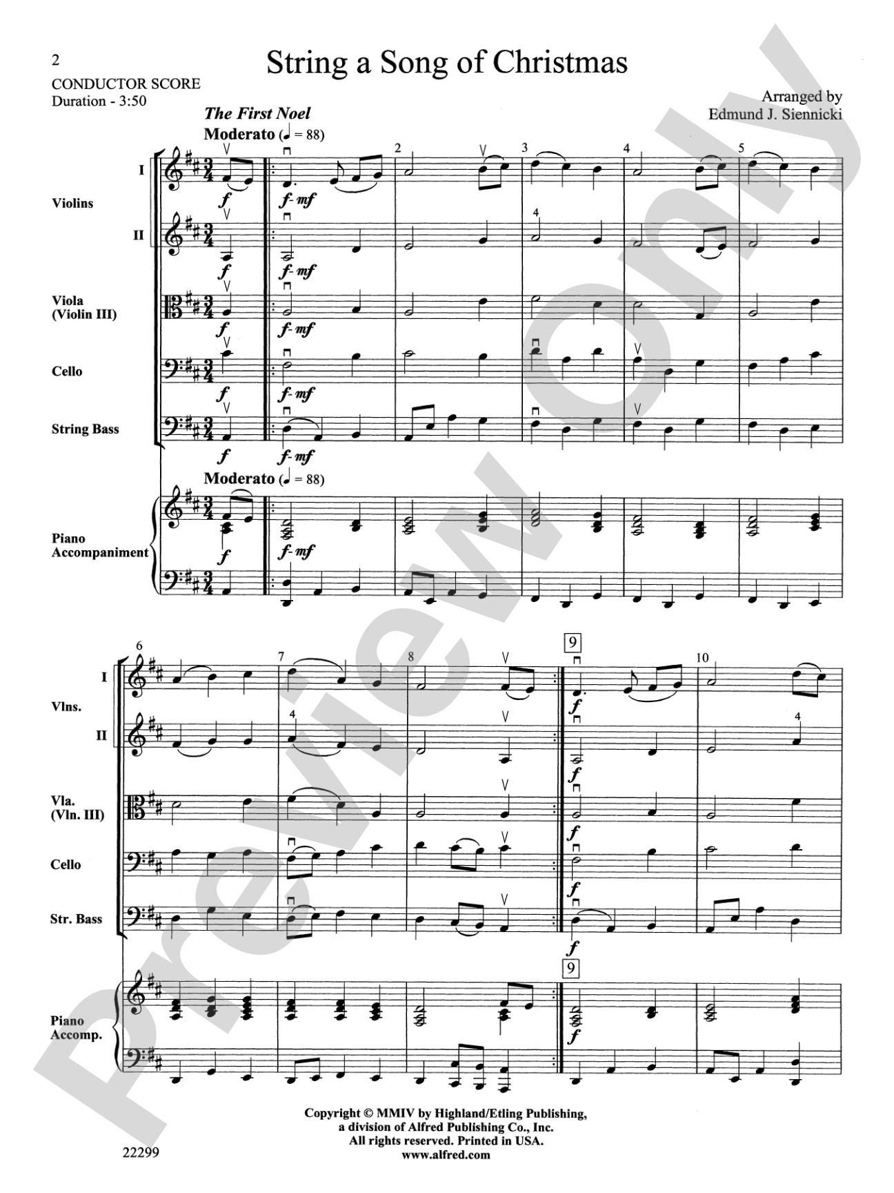 String a Song of Christmas: String Orchestra Conductor Score & Parts