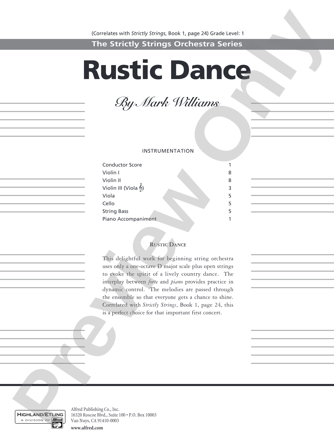 Rustic Dance: String Orchestra Conductor Score & Parts