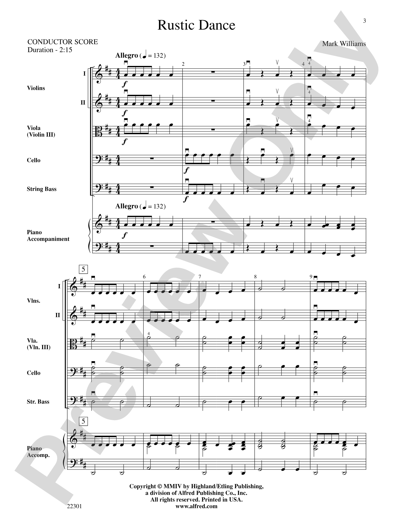 Rustic Dance: String Orchestra Conductor Score & Parts