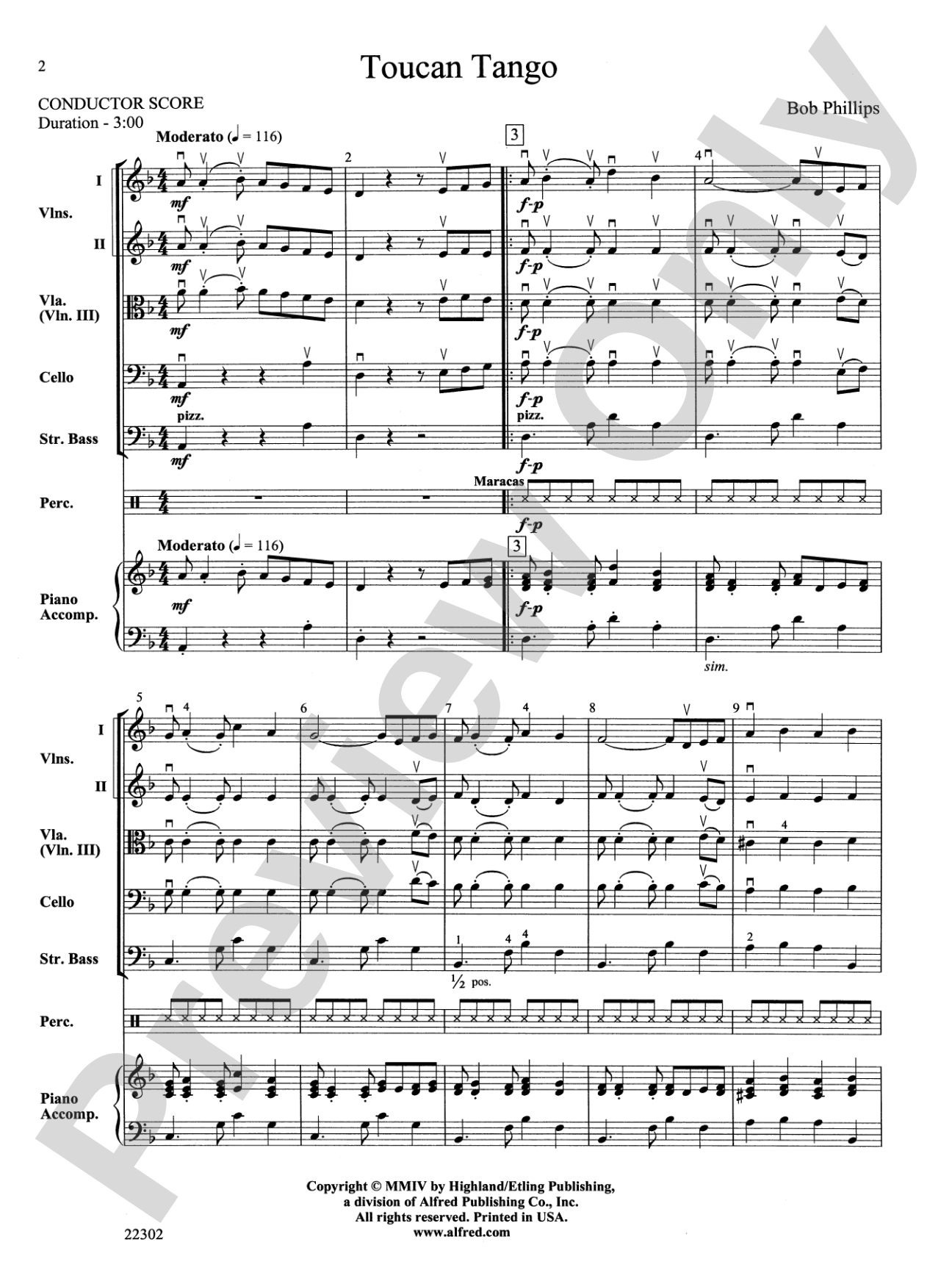 Toucan Tango: String Orchestra Conductor Score & Parts