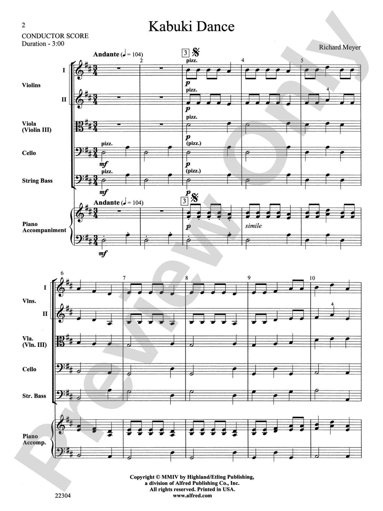 Kabuki Dance: String Orchestra Conductor Score & Parts