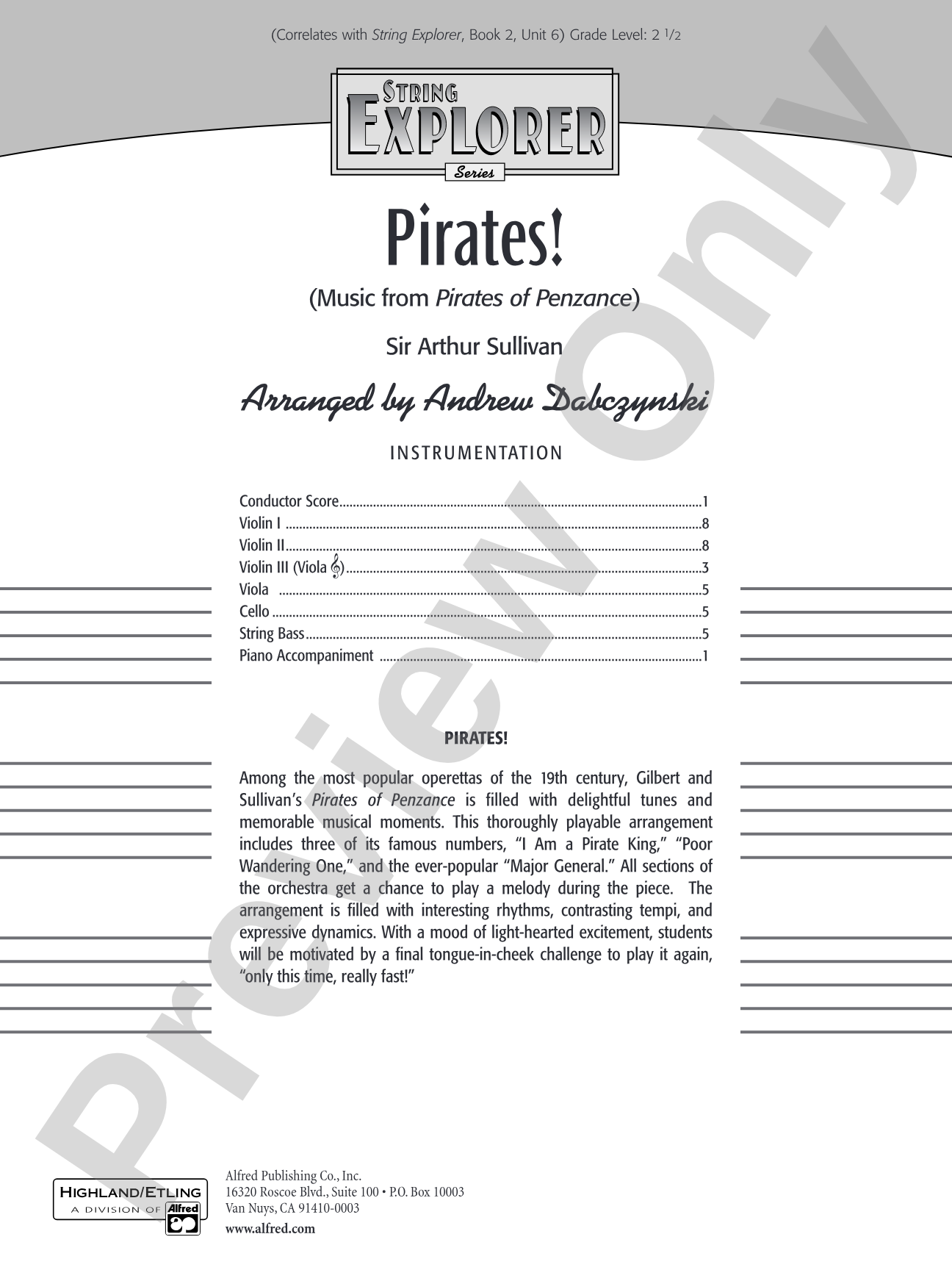 Pirates!: String Orchestra Conductor Score & Parts