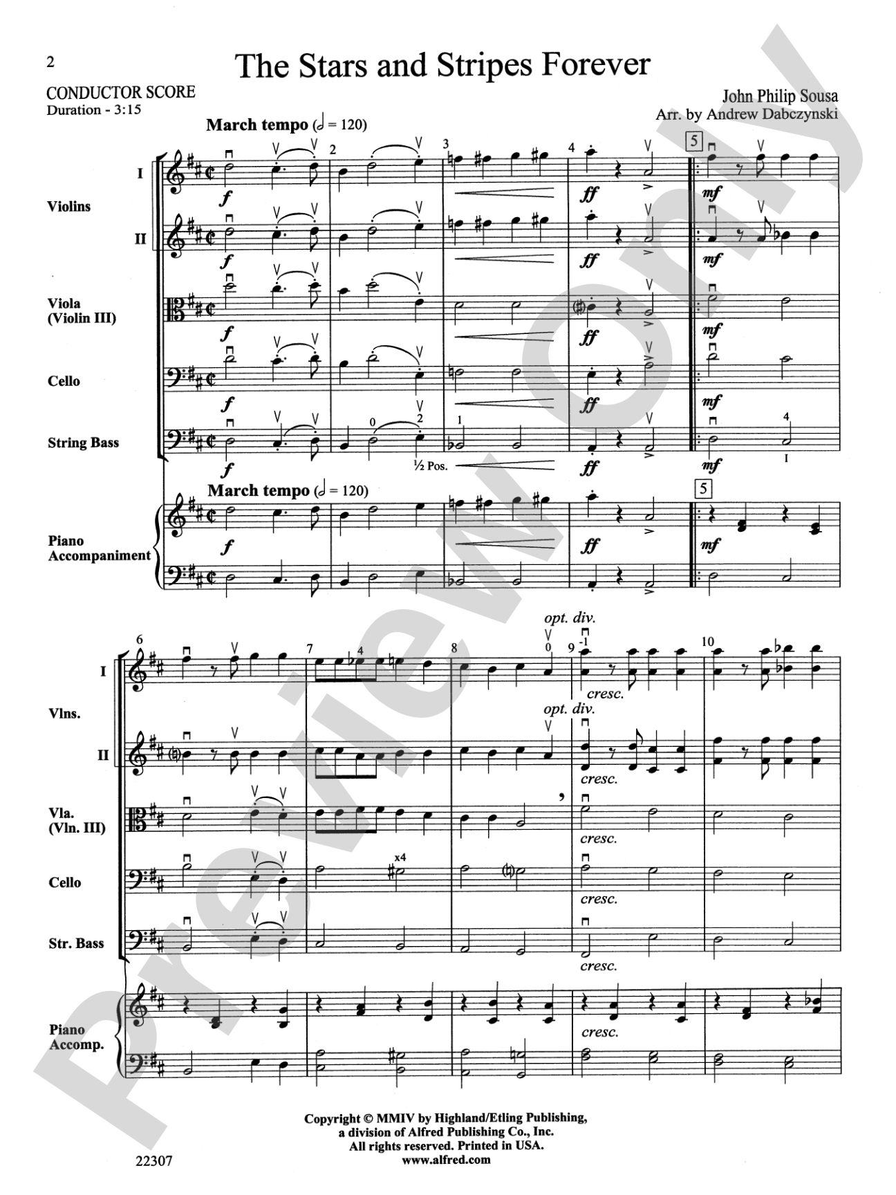 The Stars and Stripes Forever: String Orchestra Conductor Score & Parts