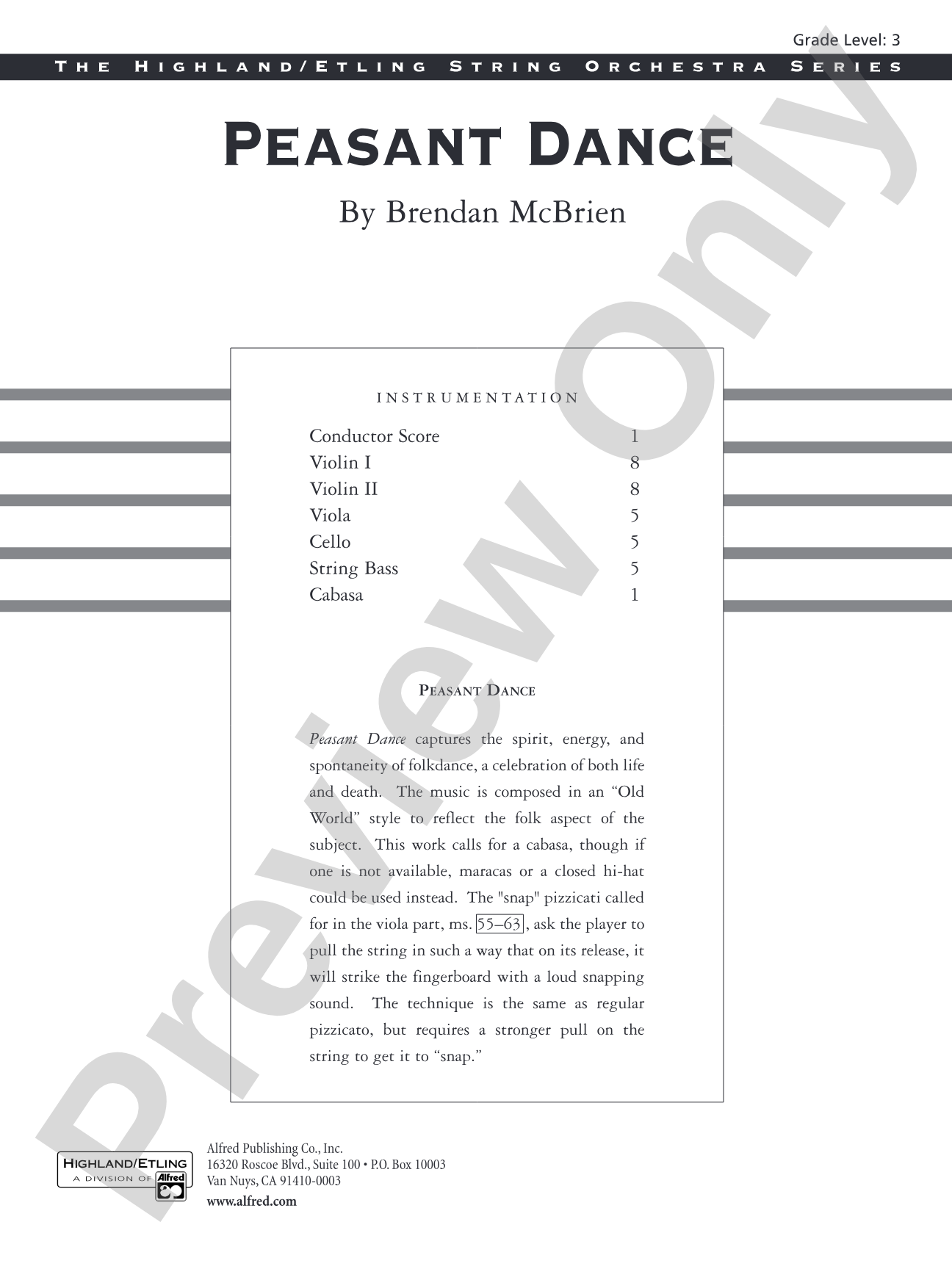 Peasant Dance: String Orchestra Conductor Score & Parts