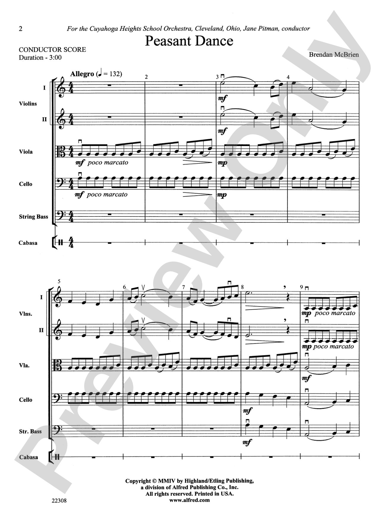 Peasant Dance: String Orchestra Conductor Score & Parts