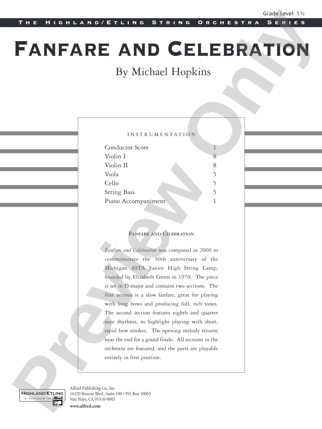 Fanfare and Celebration: String Orchestra Conductor Score & Parts