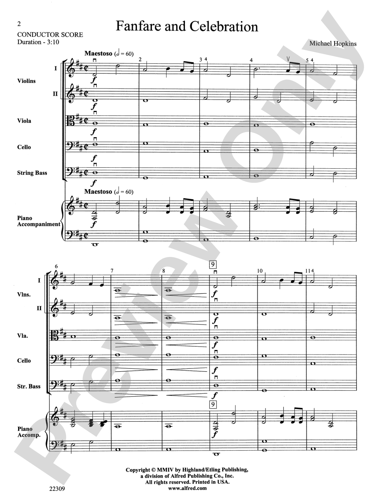 Fanfare and Celebration: String Orchestra Conductor Score & Parts