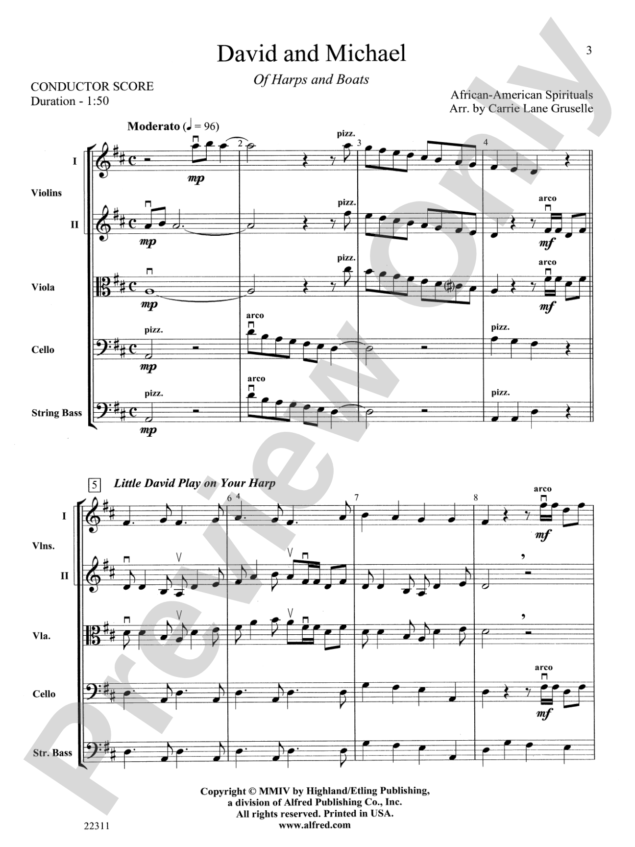 David and Michael: Score