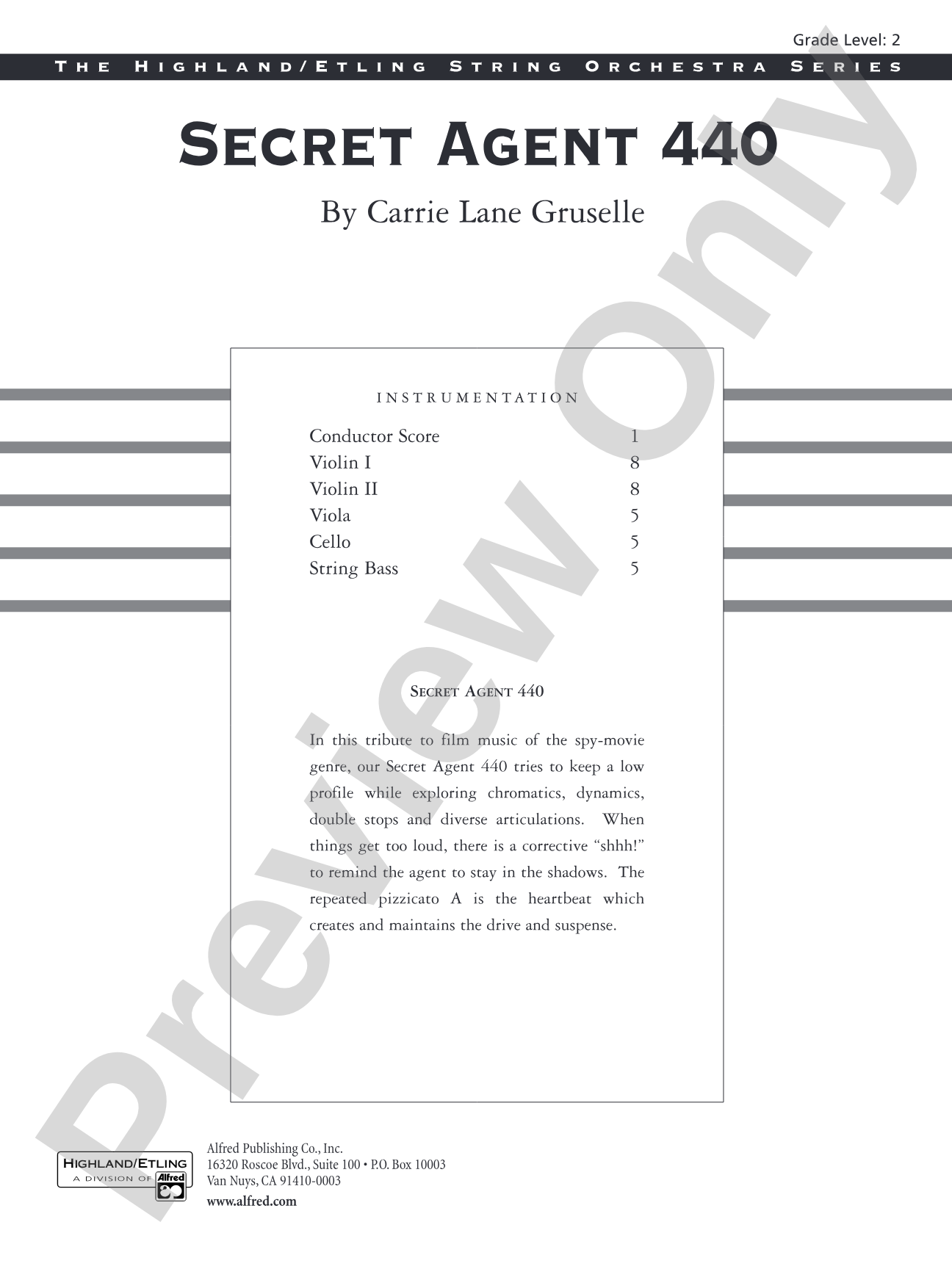 Secret Agent 440: String Orchestra Conductor Score & Parts