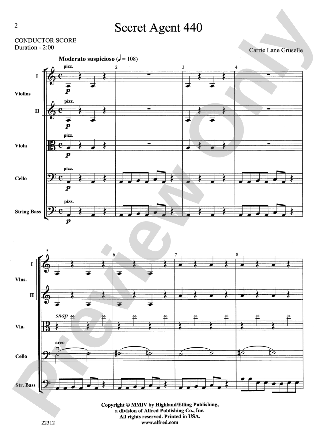 Secret Agent 440: String Orchestra Conductor Score & Parts