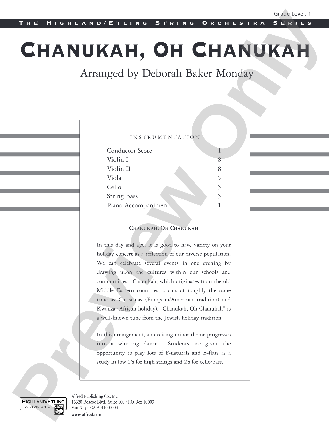 Chanuka, Oh Chanukah: String Orchestra Conductor Score & Parts