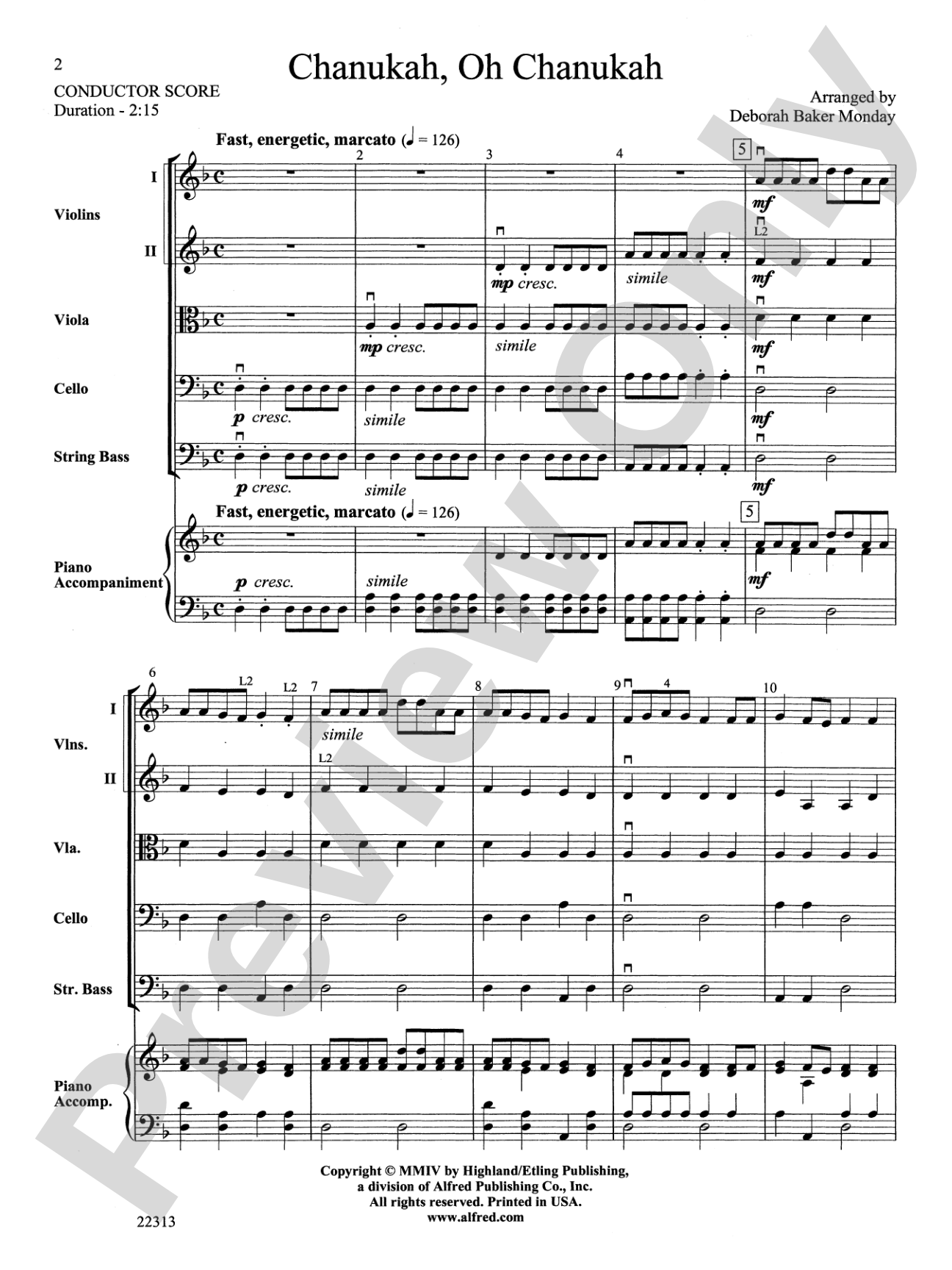 Chanuka, Oh Chanukah: String Orchestra Conductor Score & Parts