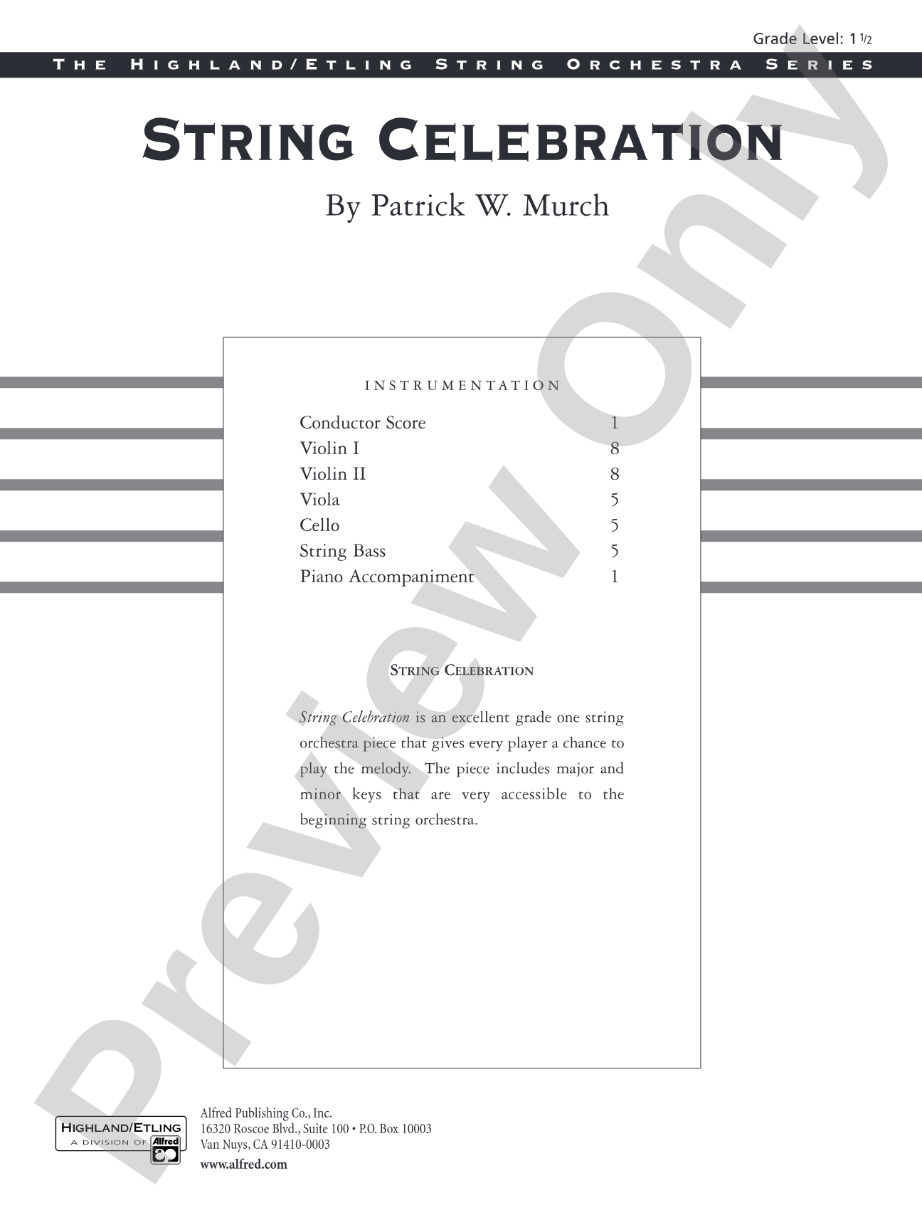 String Celebration: String Orchestra Conductor Score & Parts
