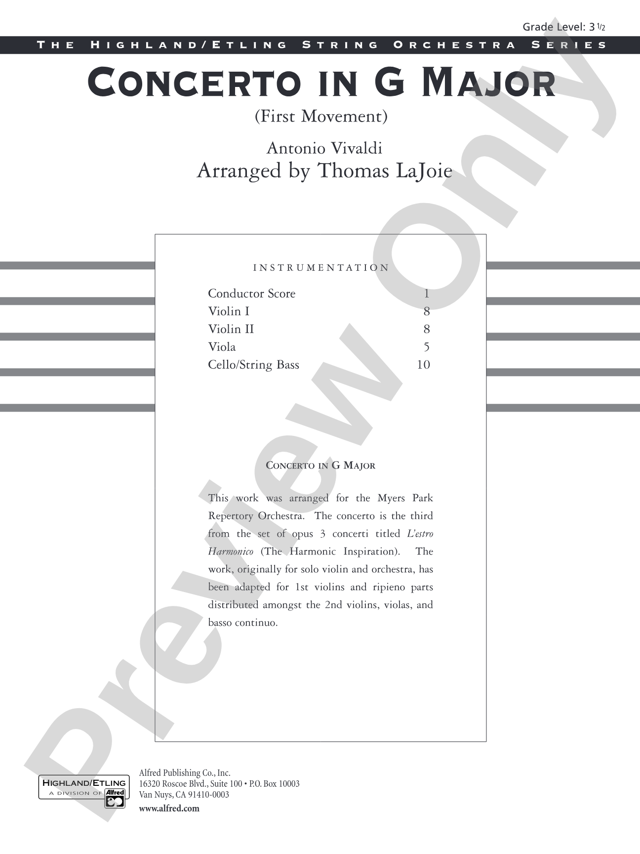 Concerto in G Major: Score