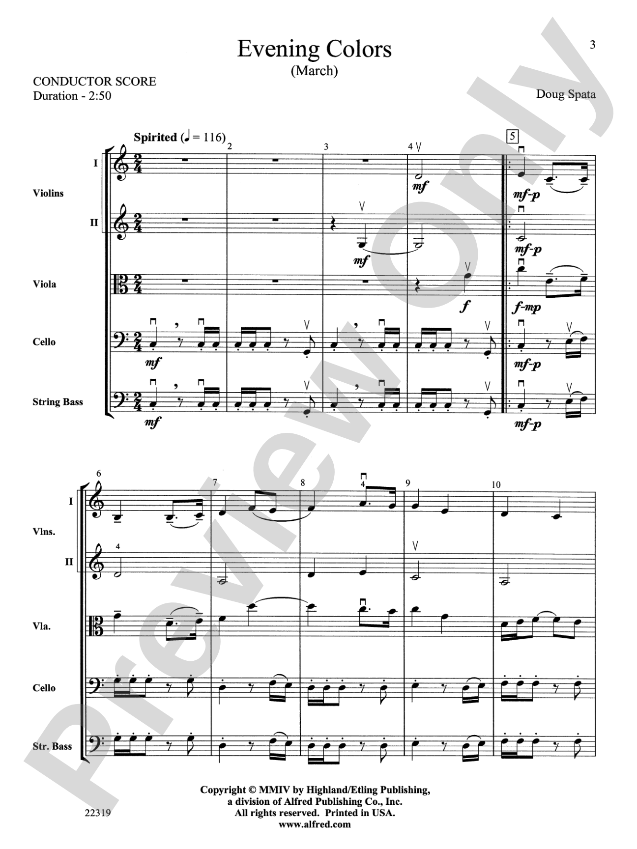 Evening Colors: String Orchestra Conductor Score & Parts