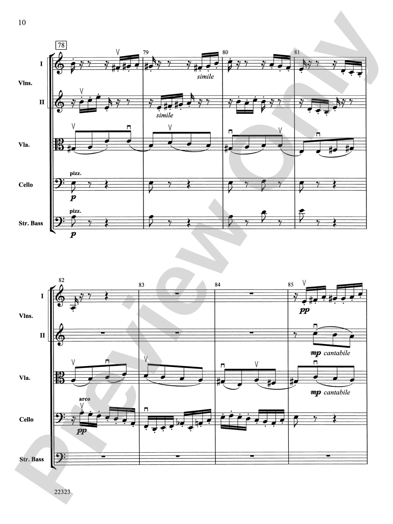 Andantino (from Symphony No. 4): String Orchestra Conductor Score & Parts