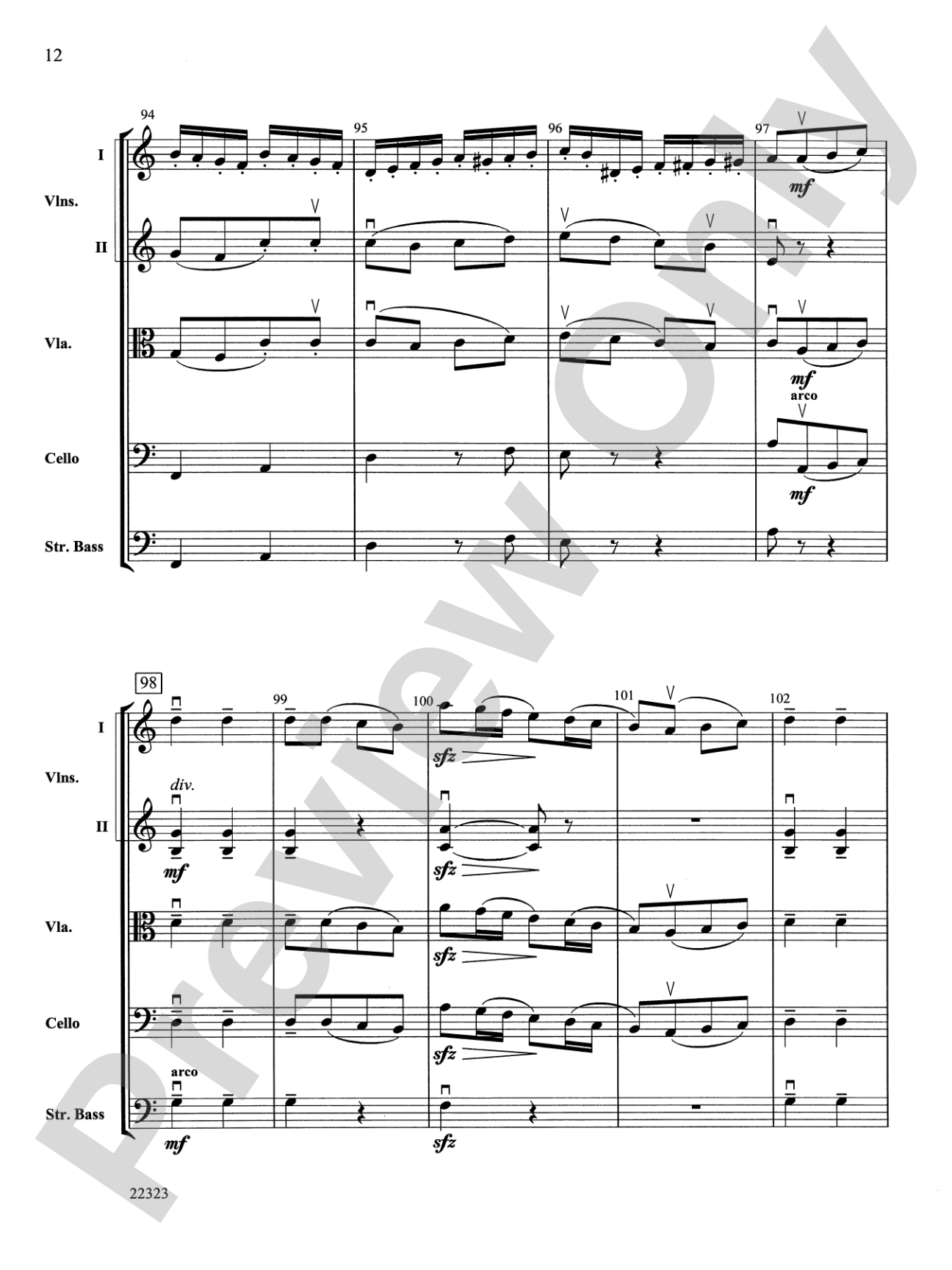 Andantino (from Symphony No. 4): String Orchestra Conductor Score & Parts