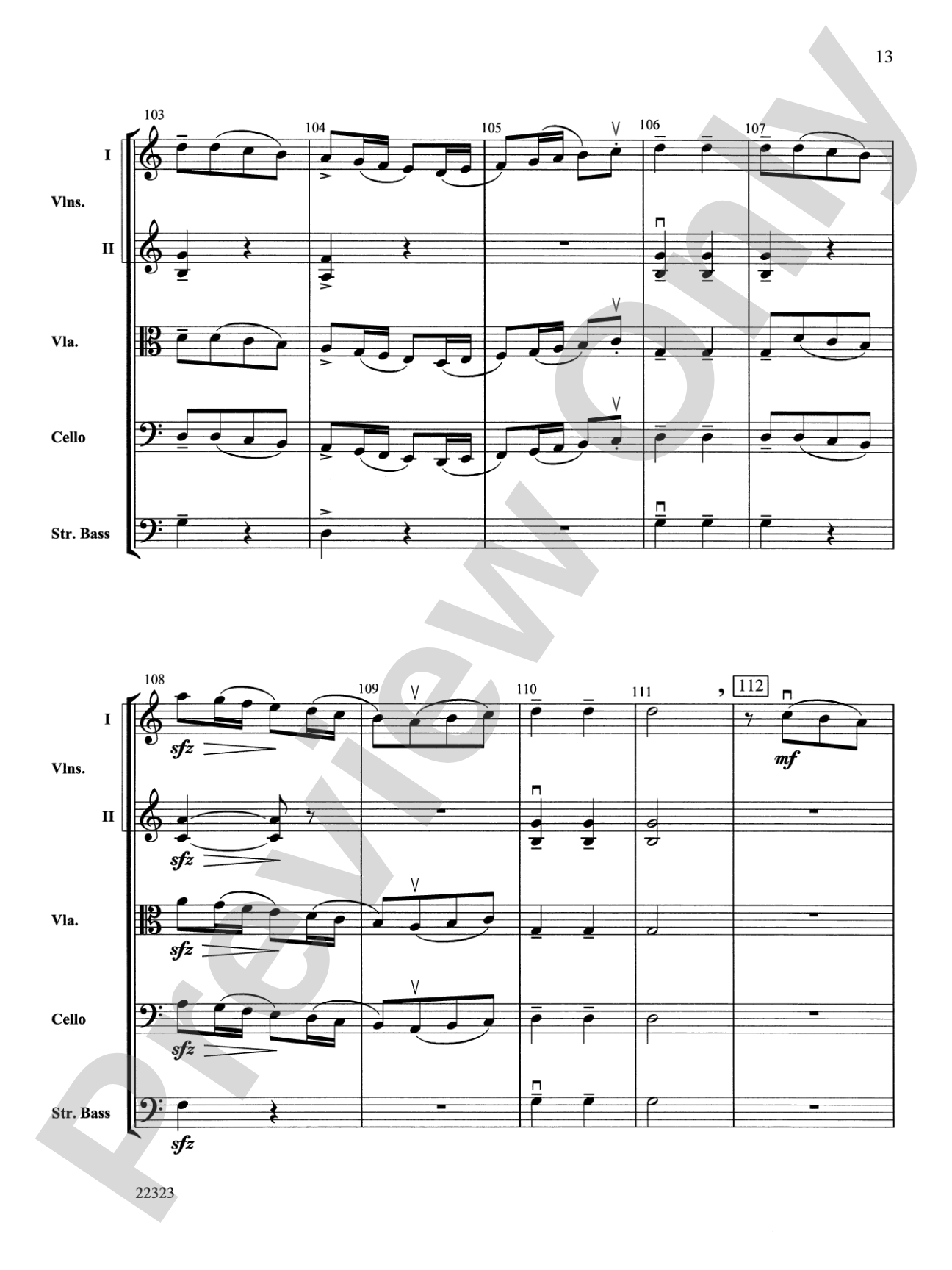 Andantino (from Symphony No. 4): String Orchestra Conductor Score & Parts