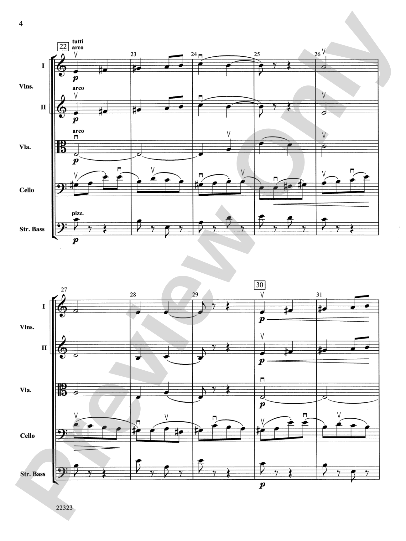 Andantino (from Symphony No. 4): String Orchestra Conductor Score & Parts
