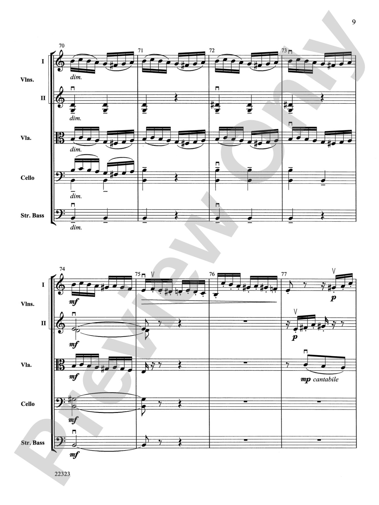 Andantino (from Symphony No. 4): String Orchestra Conductor Score & Parts