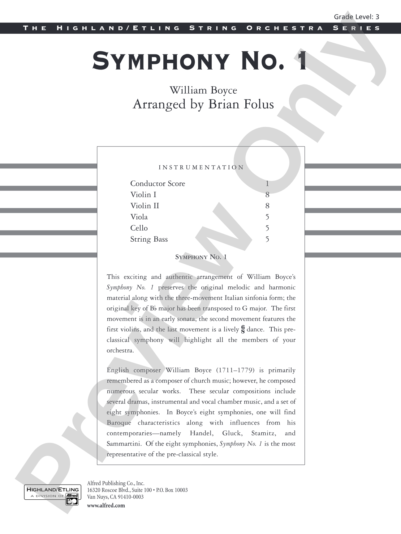 Symphony No. 1: String Orchestra Conductor Score & Parts