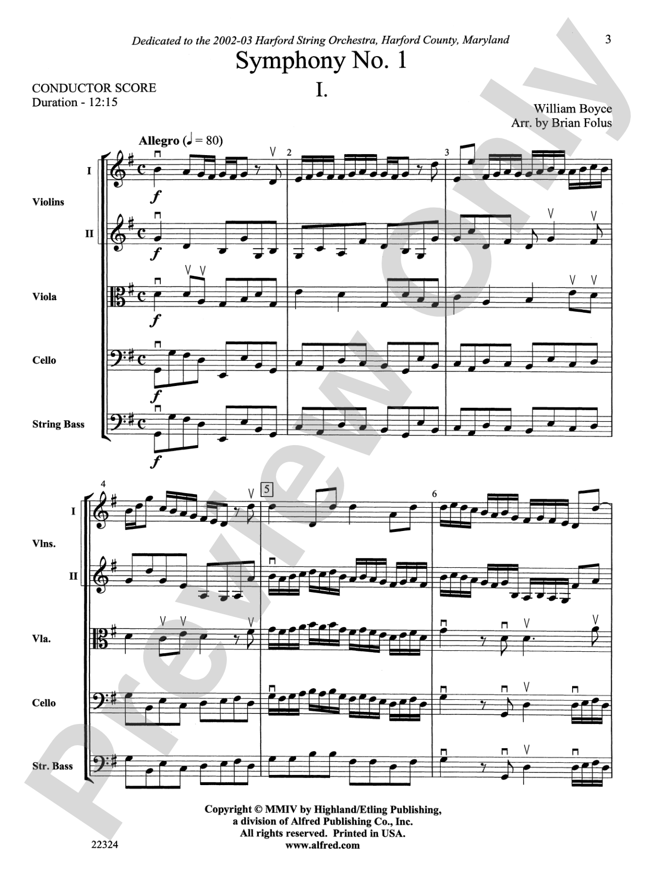 Symphony No. 1: String Orchestra Conductor Score & Parts