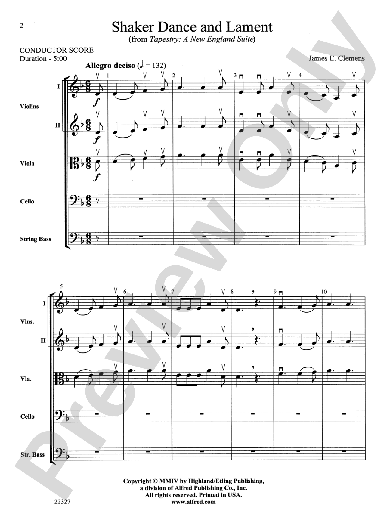 Shaker Dance and Lament: String Orchestra Conductor Score & Parts