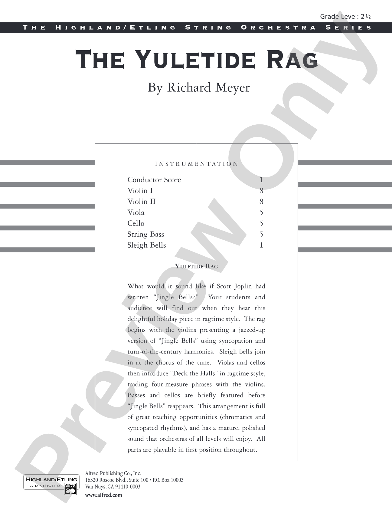The Yuletide Rag: String Orchestra Conductor Score & Parts