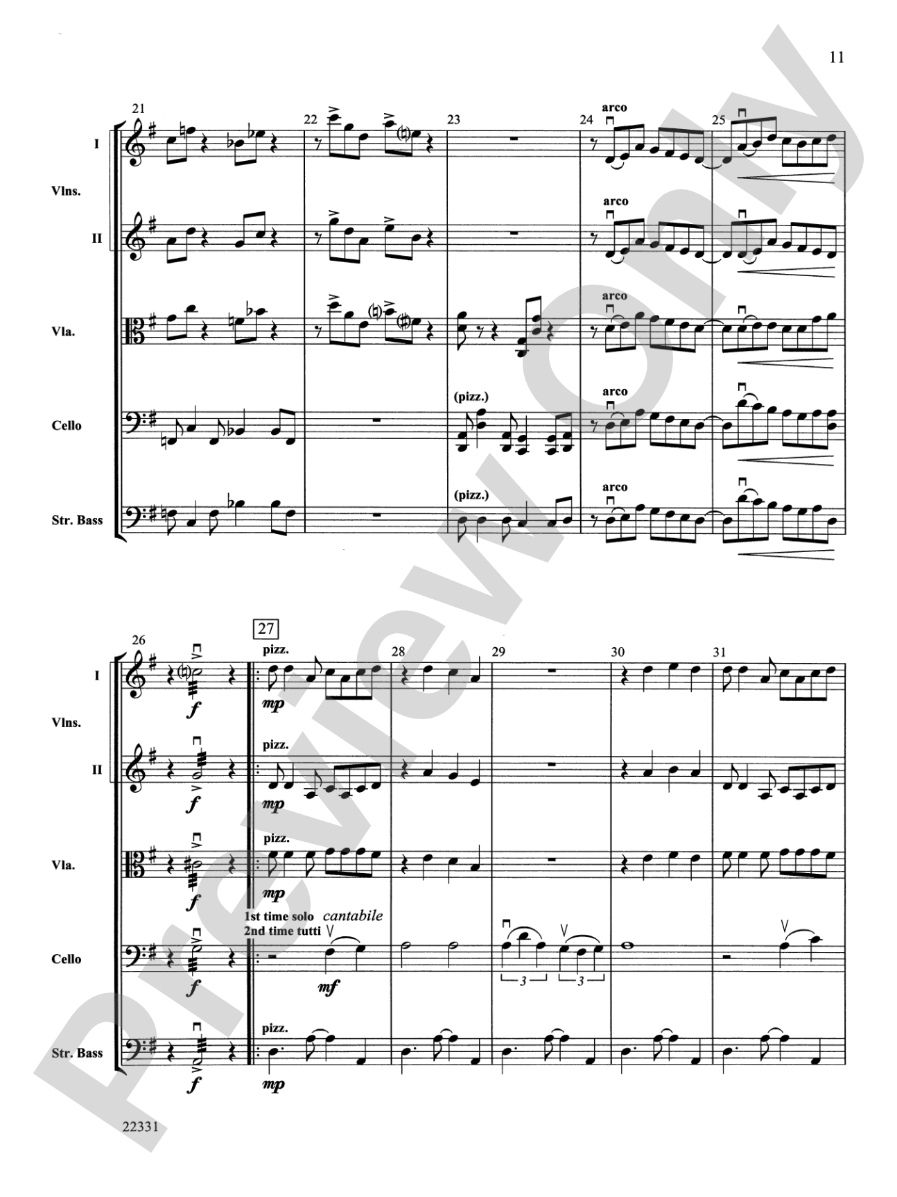 "B-Suite" for Strings: String Orchestra Conductor Score & Parts