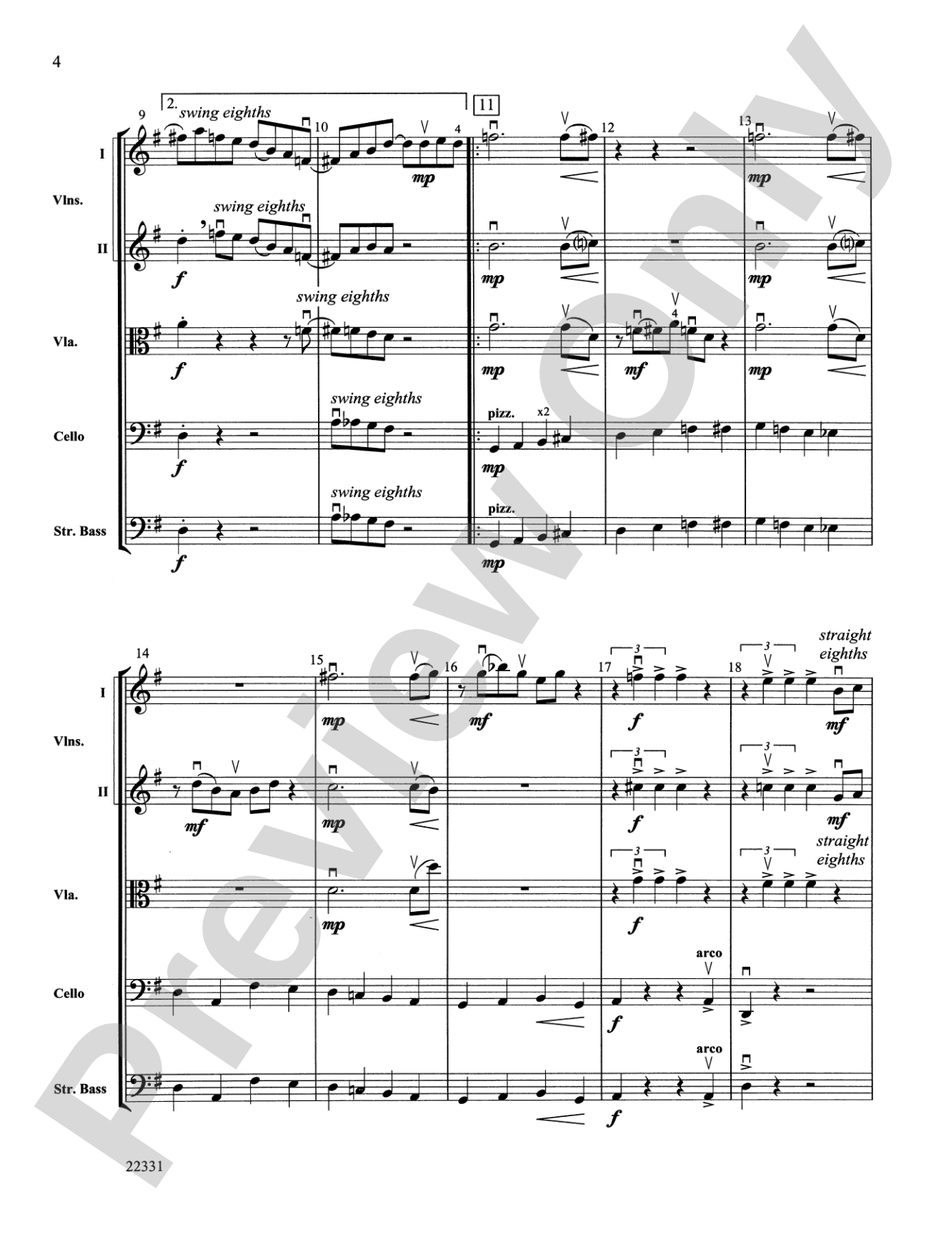 "B-Suite" for Strings: String Orchestra Conductor Score & Parts
