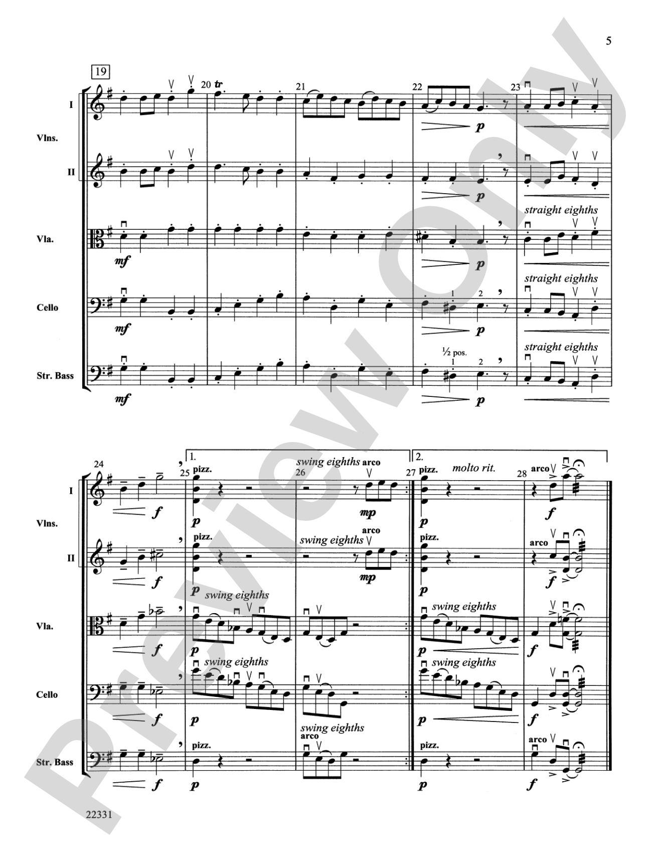 "B-Suite" for Strings: String Orchestra Conductor Score & Parts