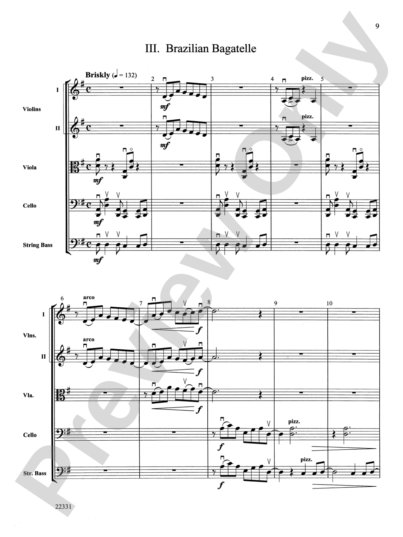 "B-Suite" for Strings: String Orchestra Conductor Score & Parts