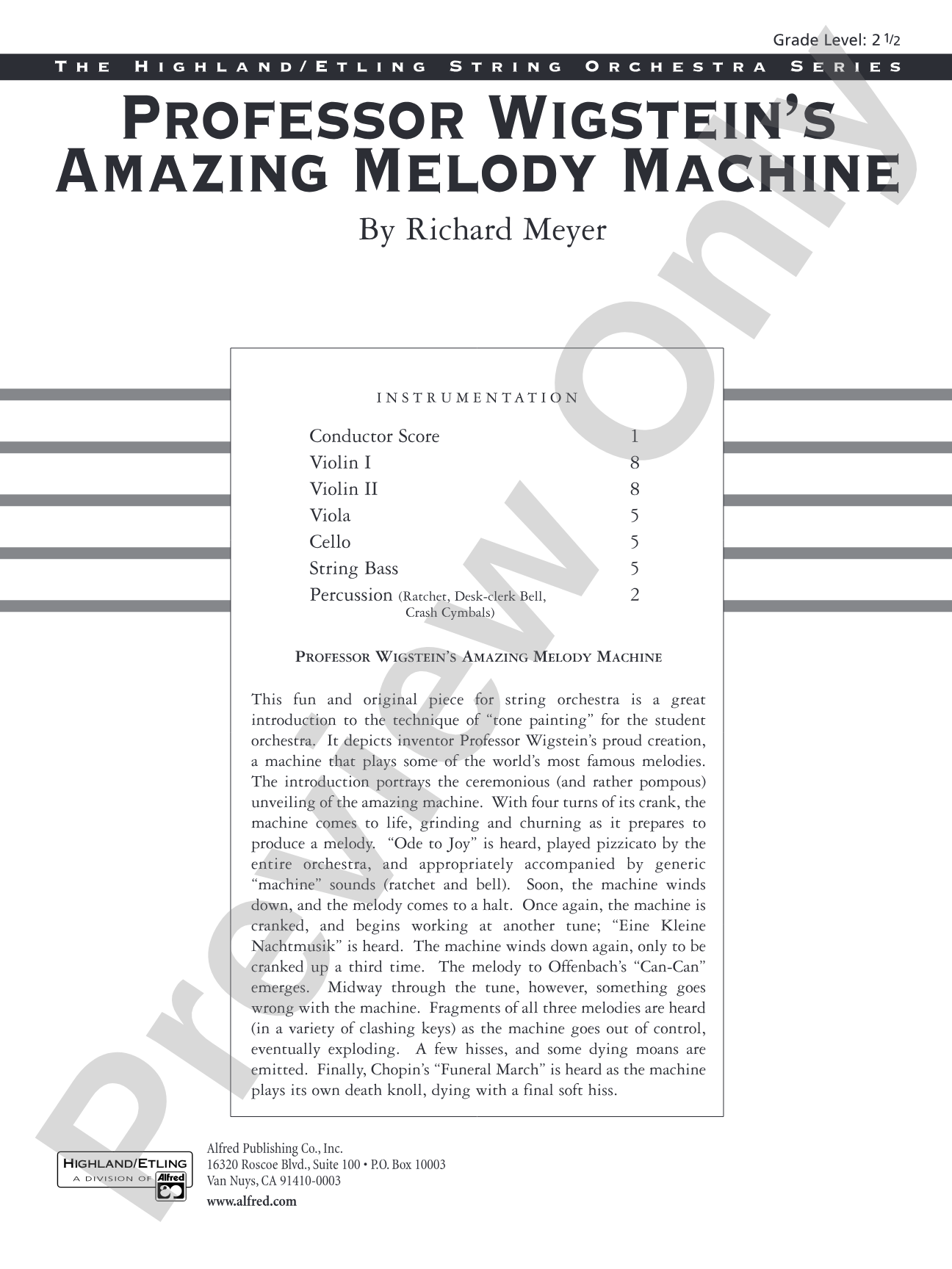 Professor Wigstein's Amazing Melody Machine: Score