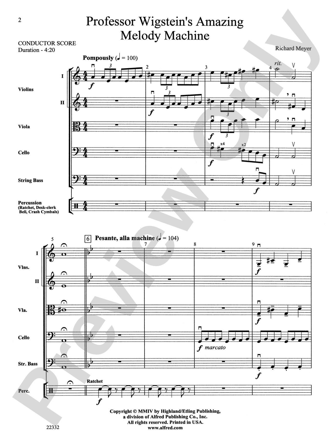 Professor Wigstein's Amazing Melody Machine: Score