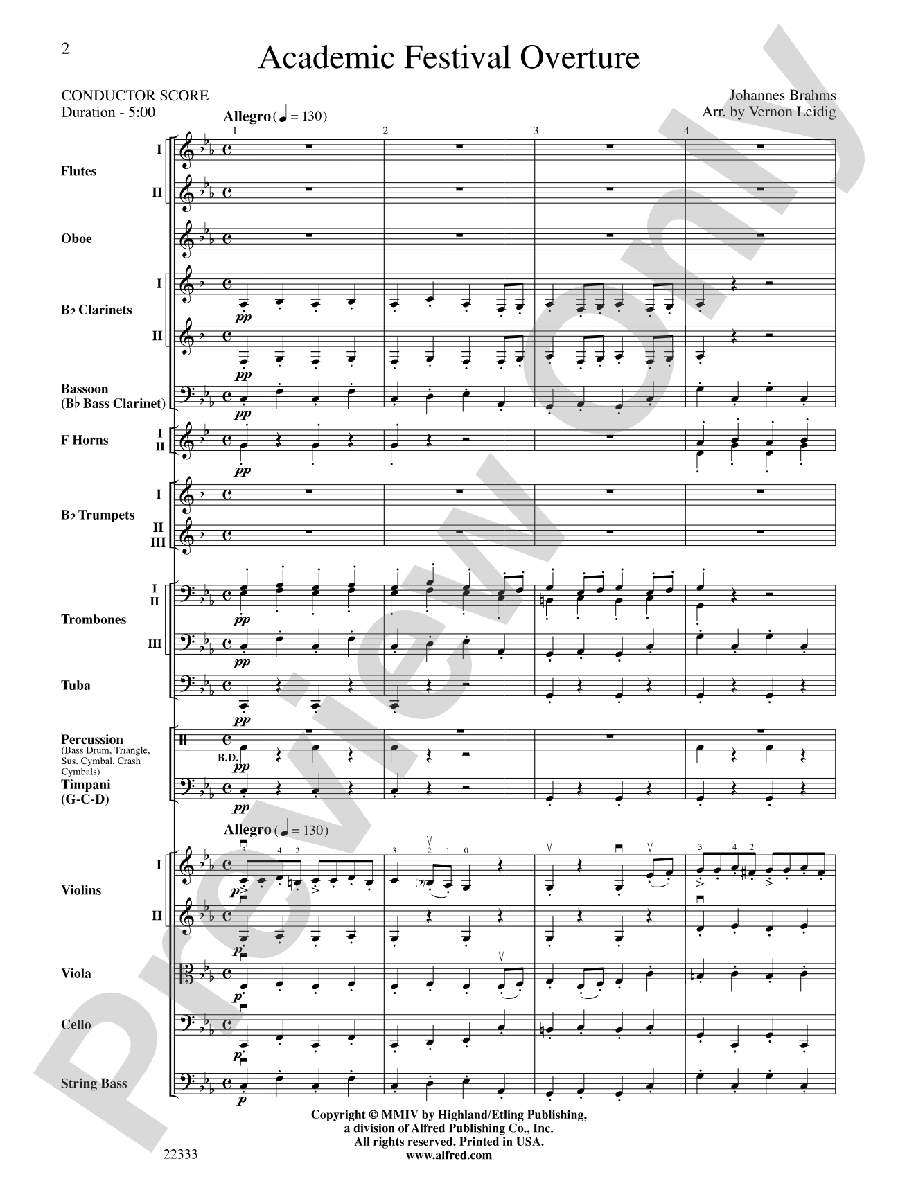 Academic Festival Overture: Full Orchestra Conductor Score & Parts