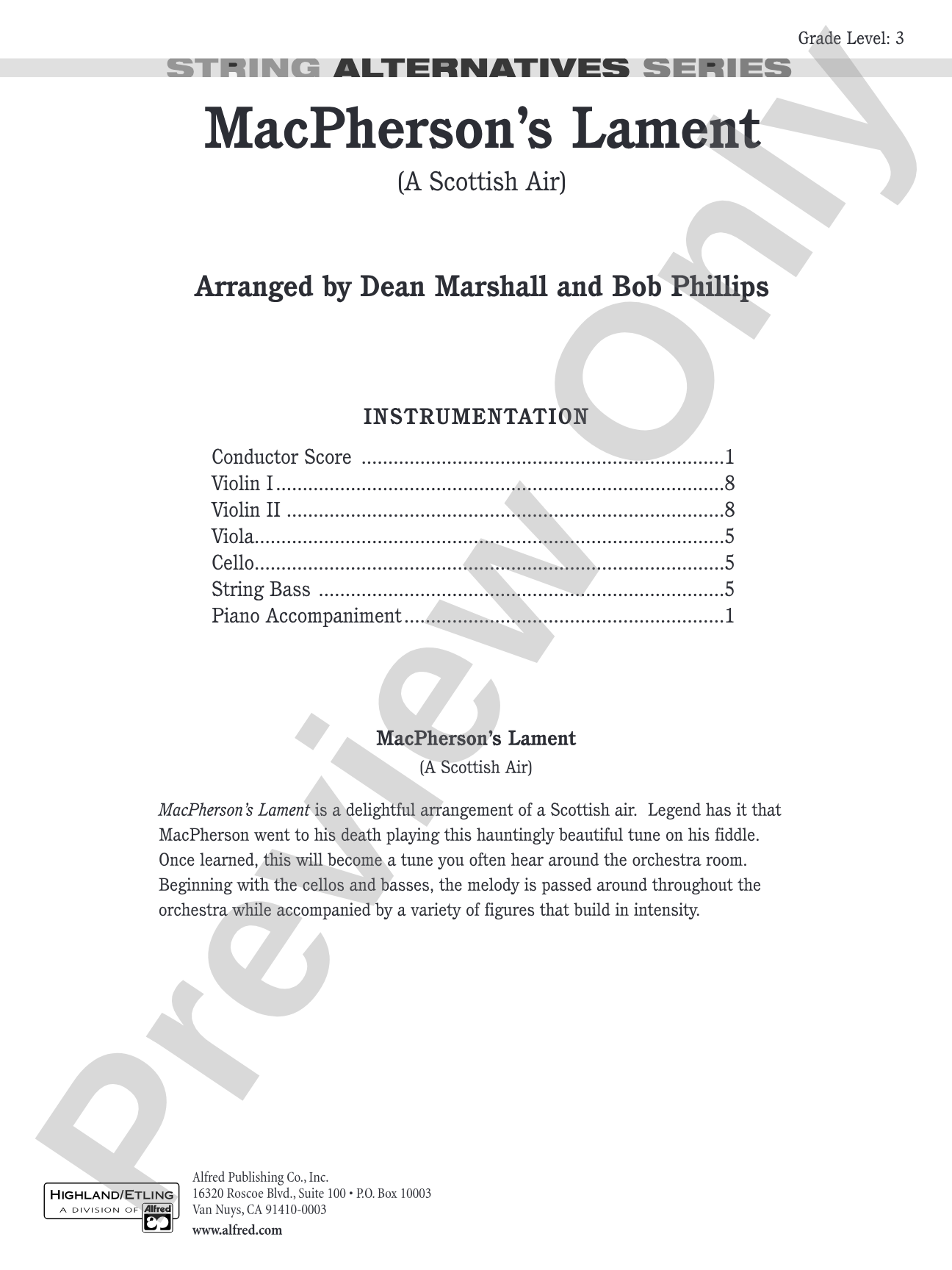 MacPherson's Lament (A Scottish Air): Score