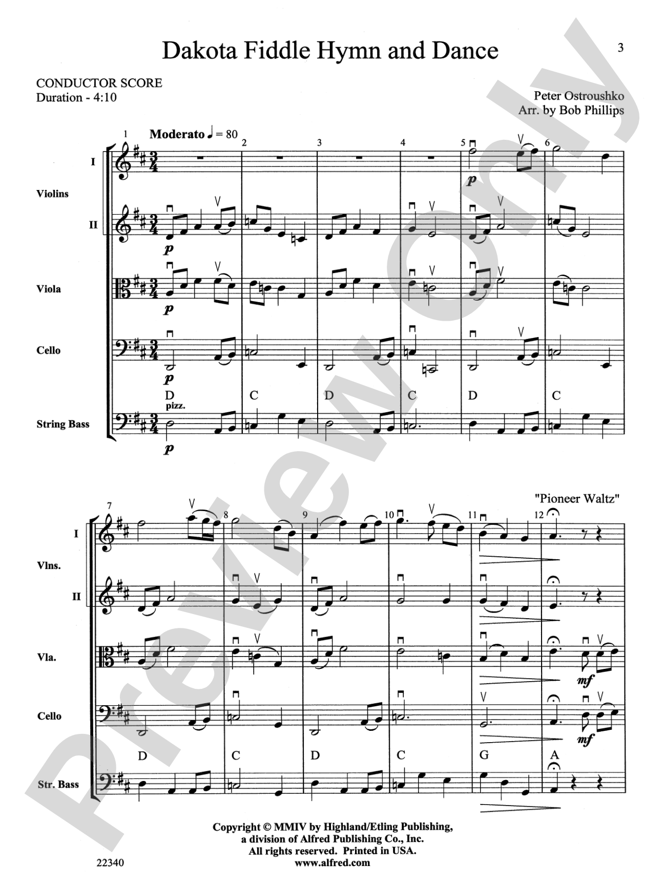 Dakota Fiddle Hymn and Dance: String Orchestra Conductor Score & Parts