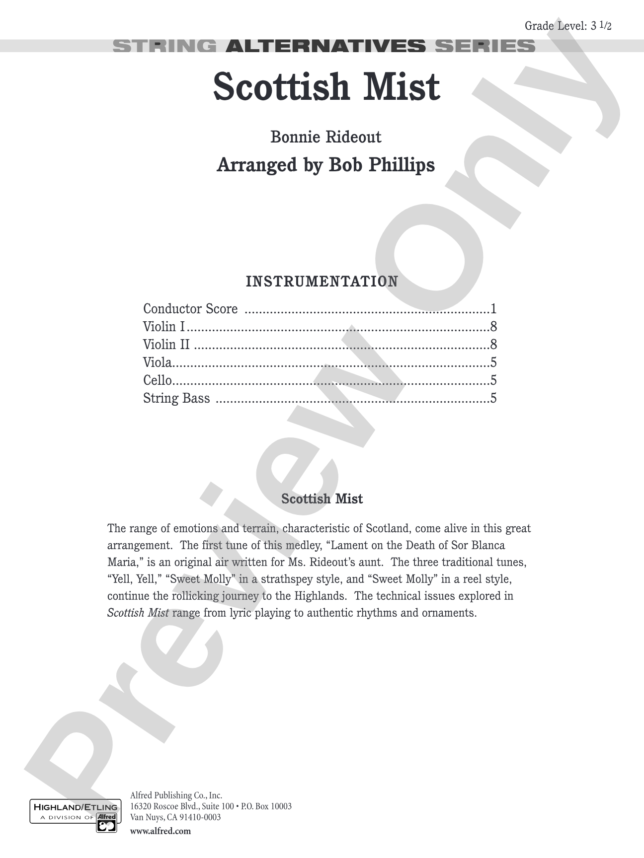 Scottish Mist: String Orchestra Conductor Score & Parts