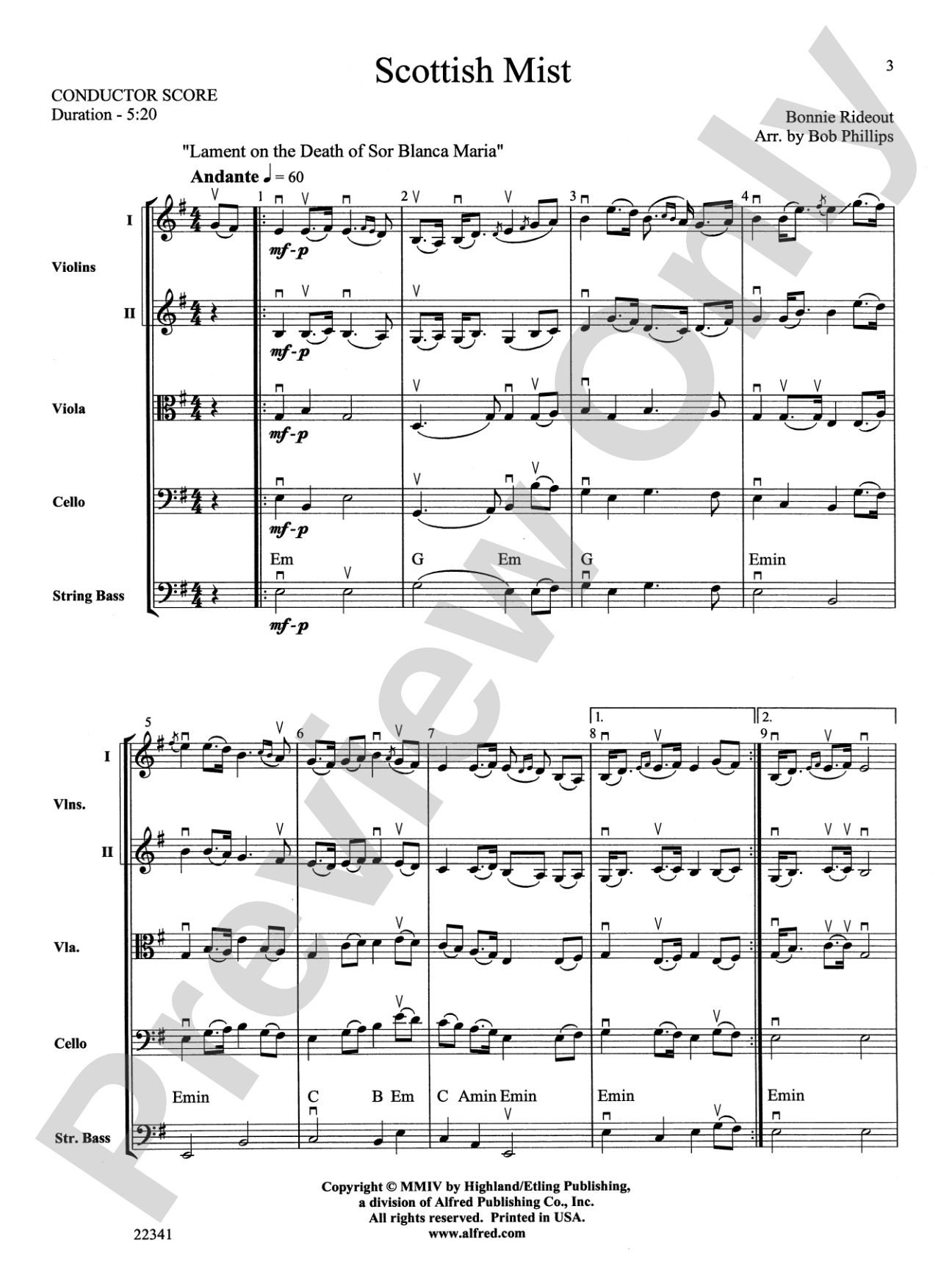 Scottish Mist: String Orchestra Conductor Score & Parts
