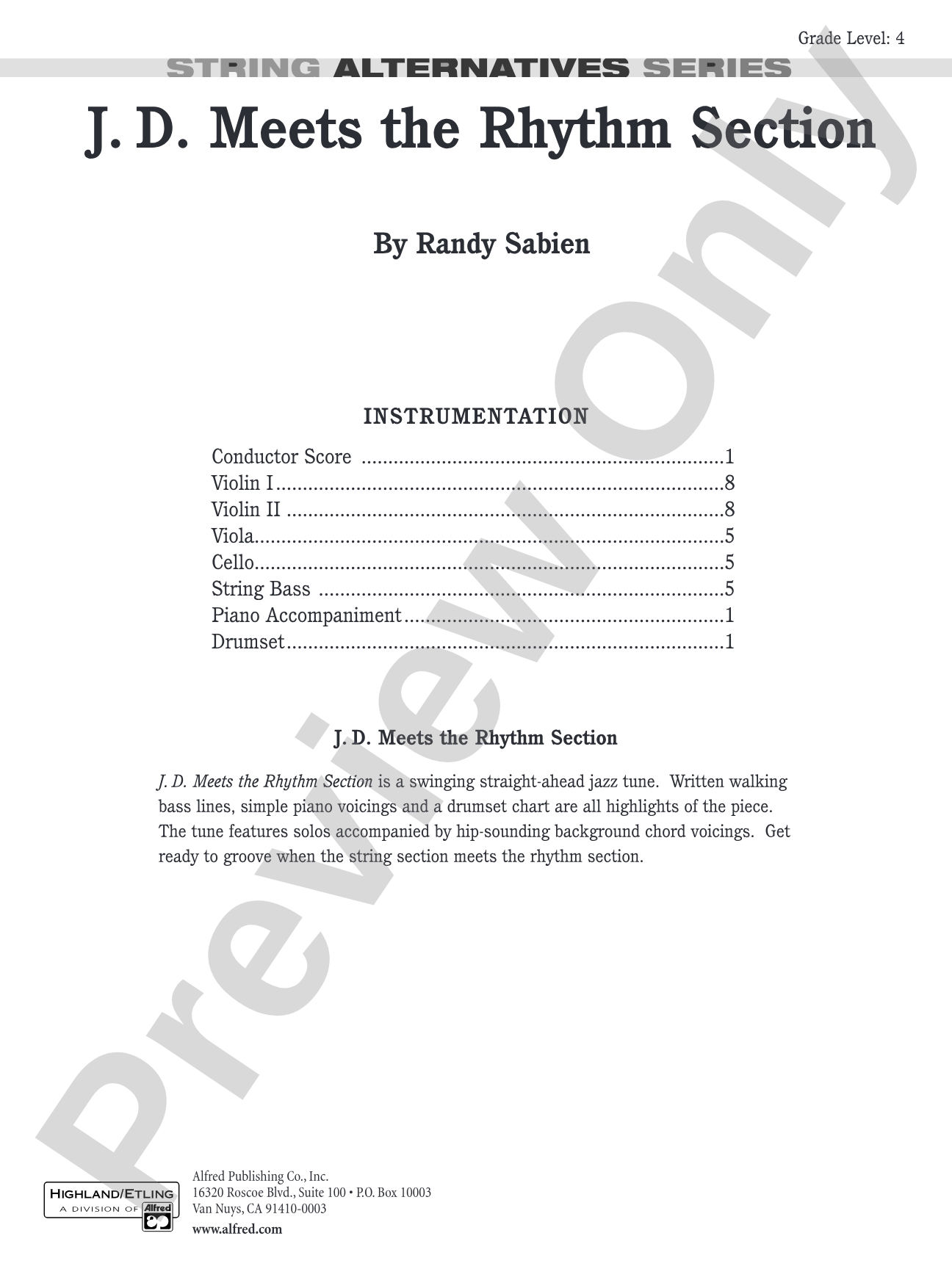 J. D. Meets the Rhythm Section: String Orchestra Conductor Score & Parts