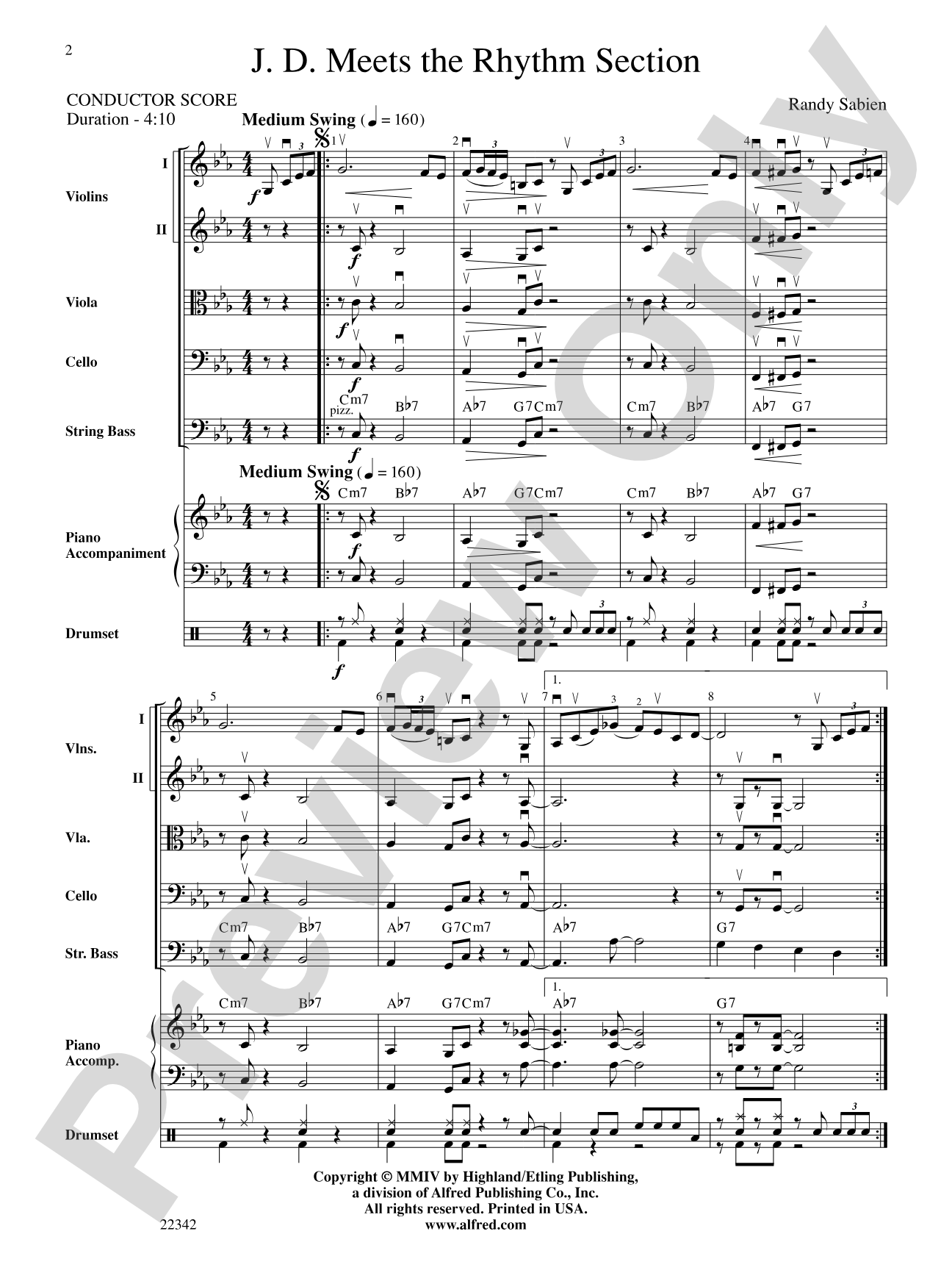 J. D. Meets the Rhythm Section: String Orchestra Conductor Score & Parts