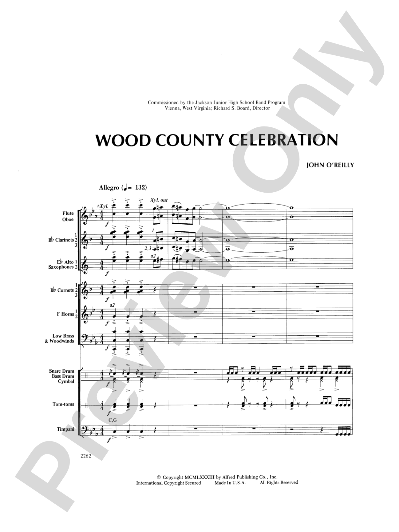 Wood County Celebration: Concert Band Conductor Score & Parts