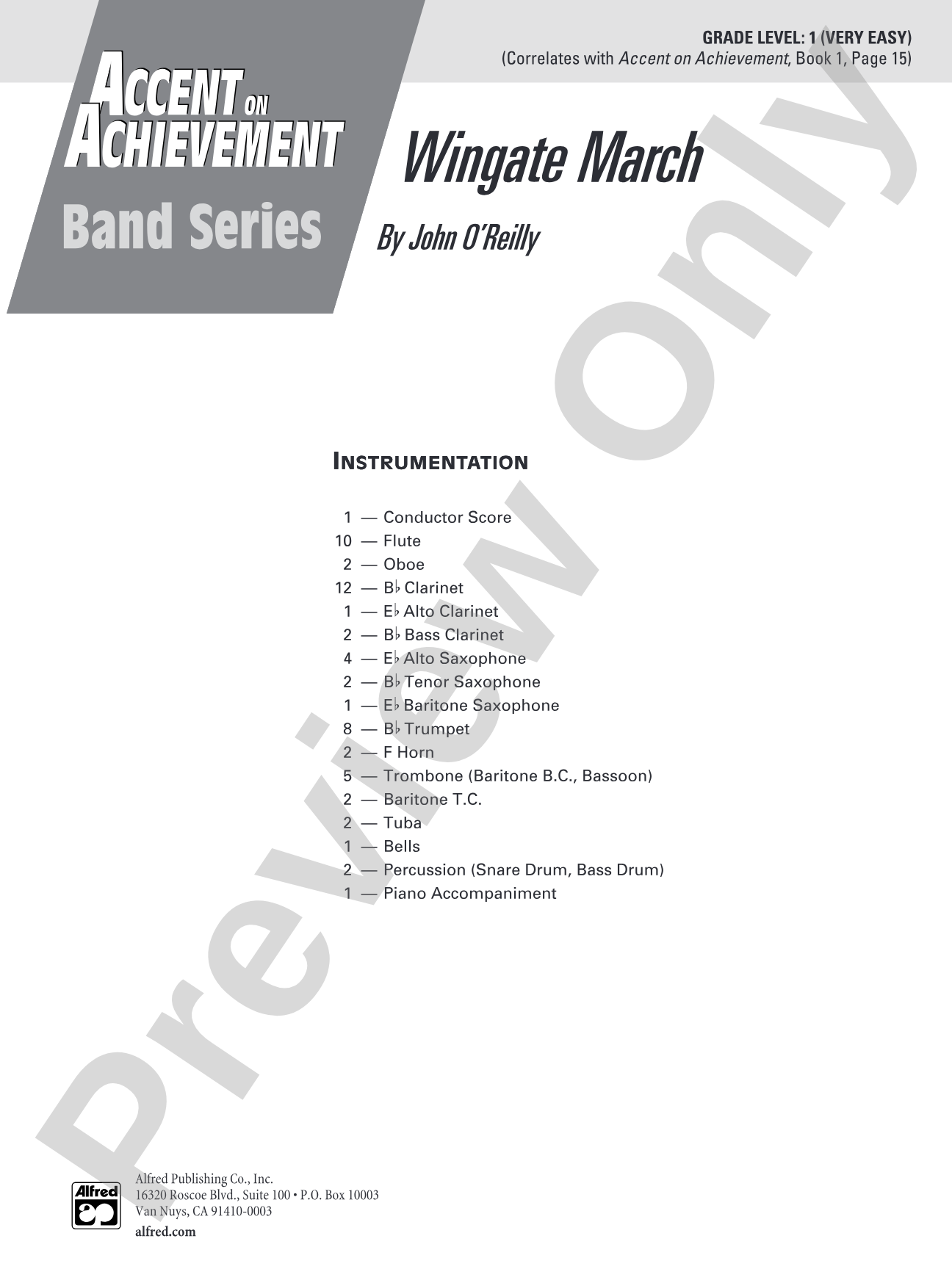 Wingate March: Concert Band Conductor Score & Parts