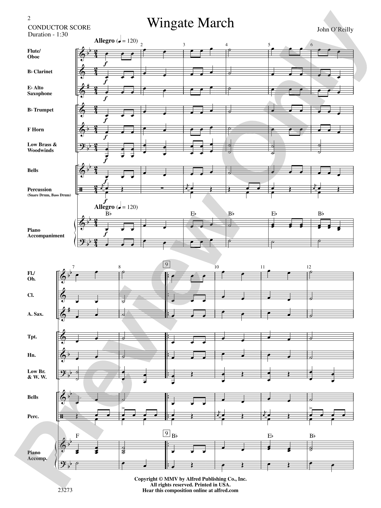 Wingate March: Concert Band Conductor Score & Parts