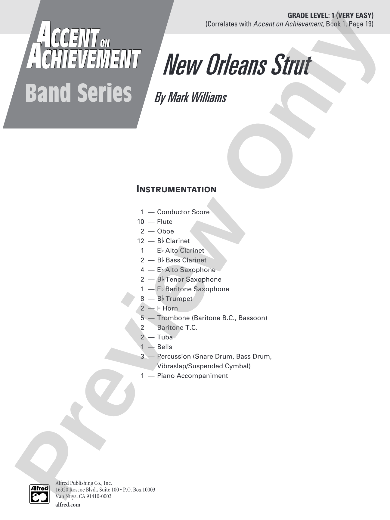 New Orleans Strut: Concert Band Conductor Score & Parts
