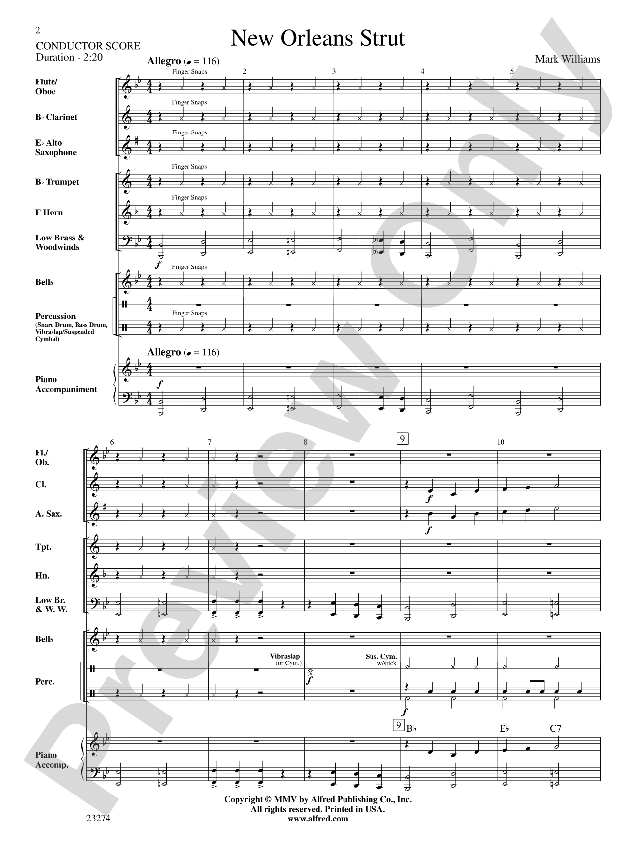 New Orleans Strut: Concert Band Conductor Score & Parts