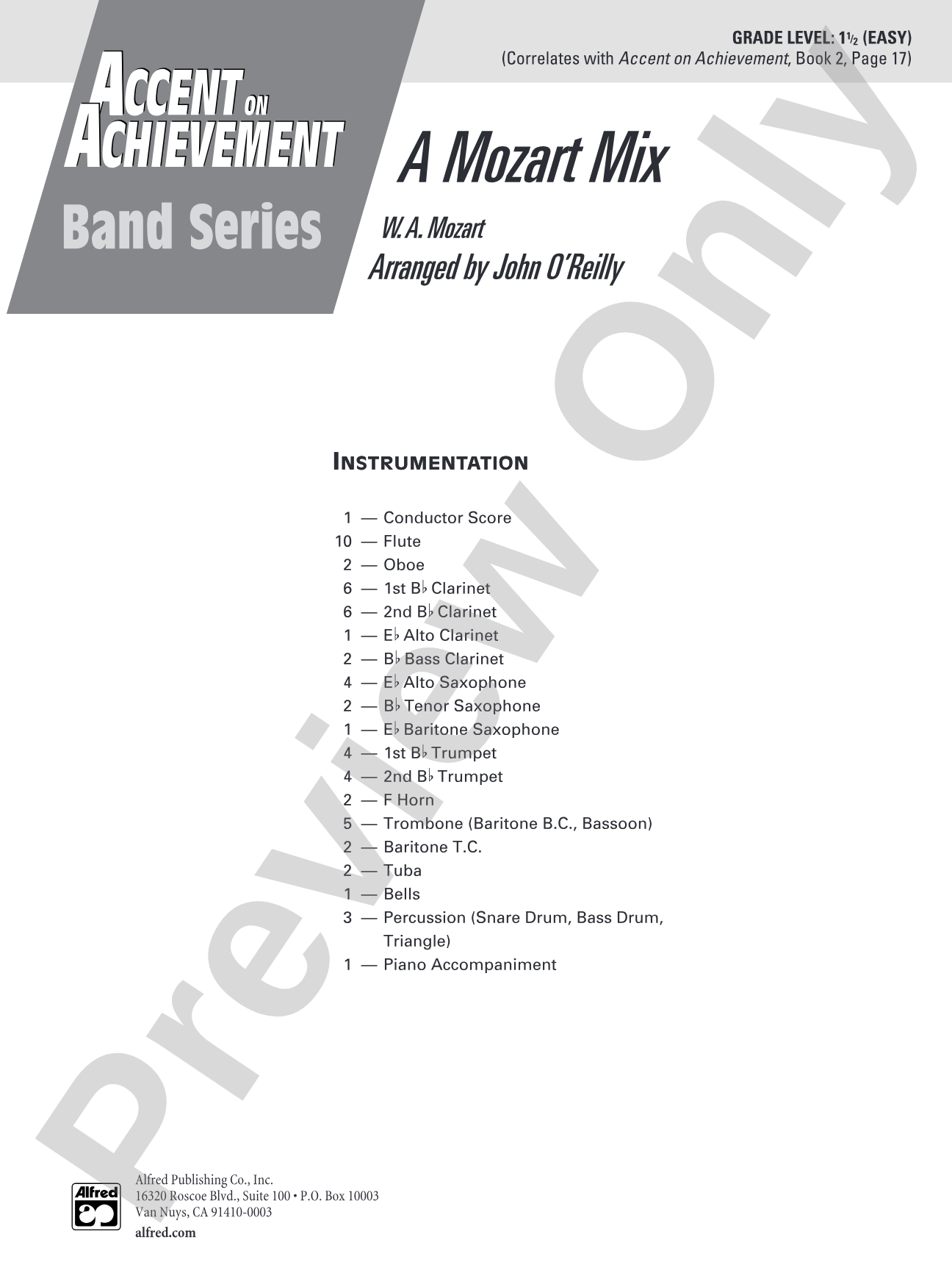 A Mozart Mix: Concert Band Conductor Score & Parts