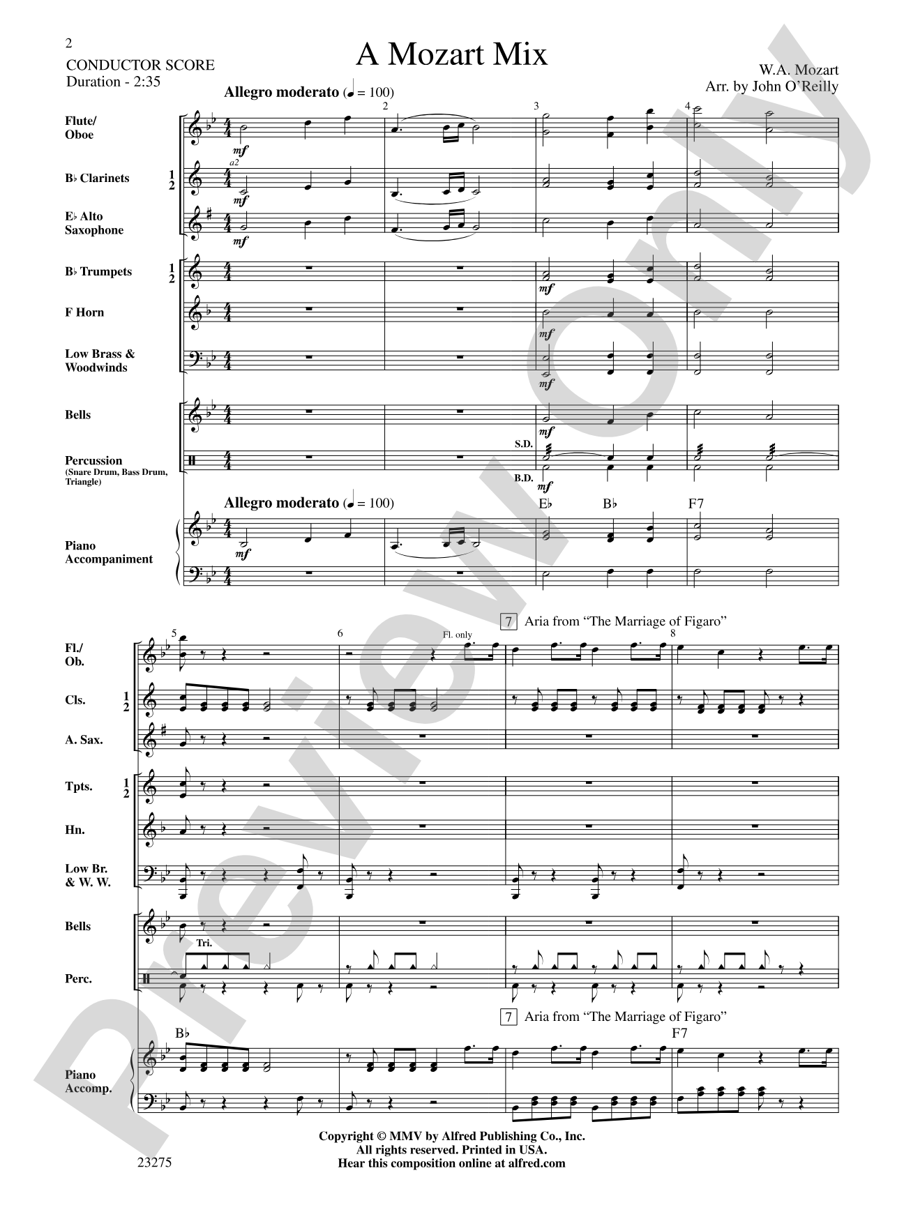 A Mozart Mix: Concert Band Conductor Score & Parts