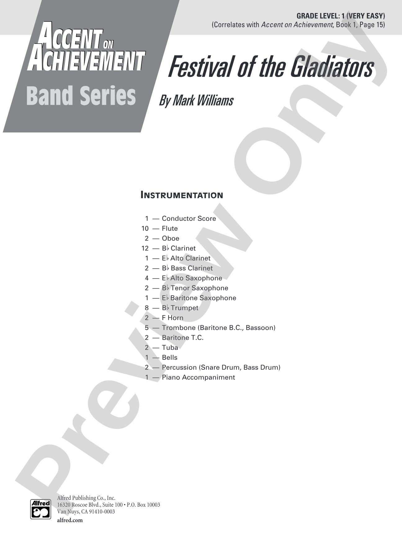 Festival of the Gladiators: Concert Band Conductor Score & Parts
