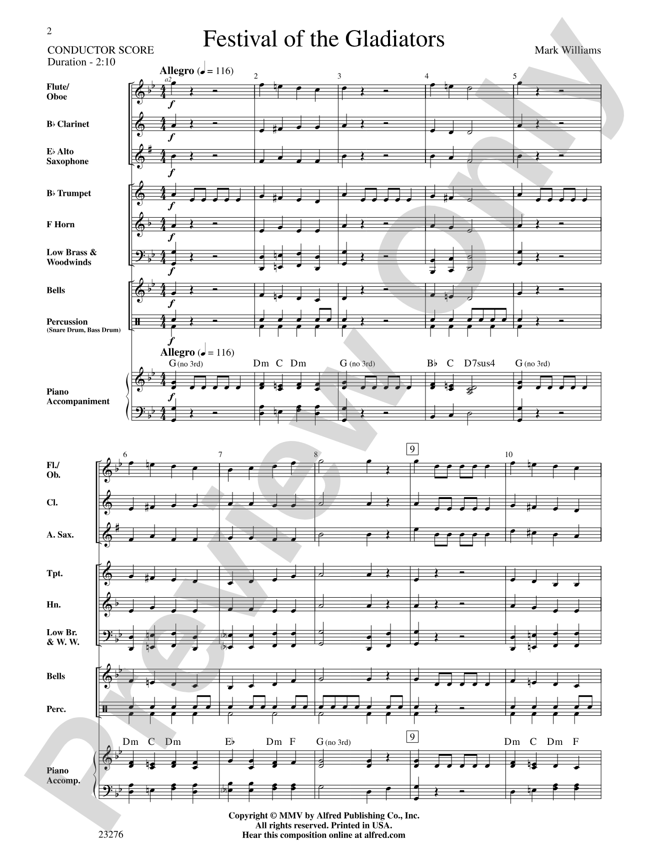 Festival of the Gladiators: Concert Band Conductor Score & Parts
